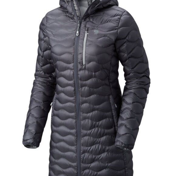 Mountain Hardware Nitrous Hooded Goose Down Parka Womens Med Blue Long Quilted - Picture 1 of 15